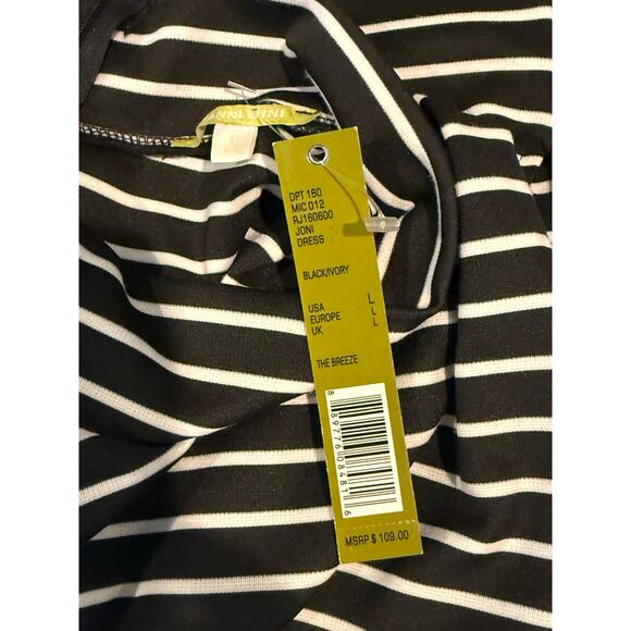 Gianni Bini The Breeze Black White Striped Midi Dress - L - Picture 3 of 6